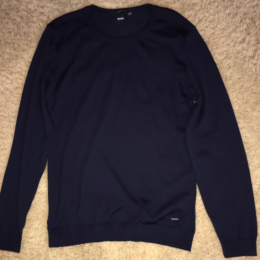HUGO BOSS  100% Virgin Wool MEN LONG SLEEVE SWEATER SHIRT SLIM FIT. it is new
